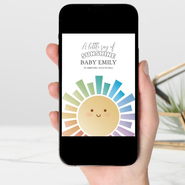 Little Ray of Sunshine Gender Neutral Baby Arrival Announcement (Front Digital)