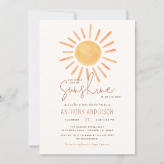 Little Ray Of Sunshine Gender Neutral Baby Shower Invitation