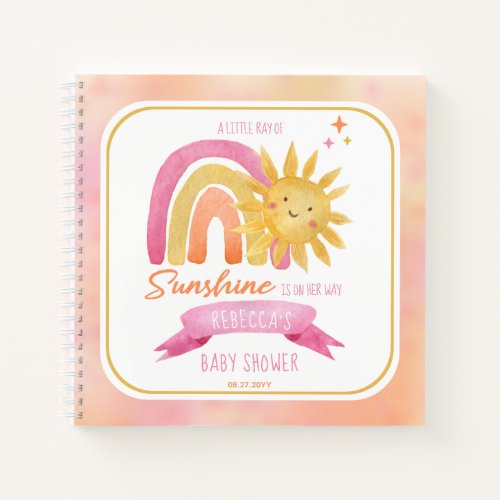 Little Ray of Sunshine Girl Baby Shower Guestbook Notebook