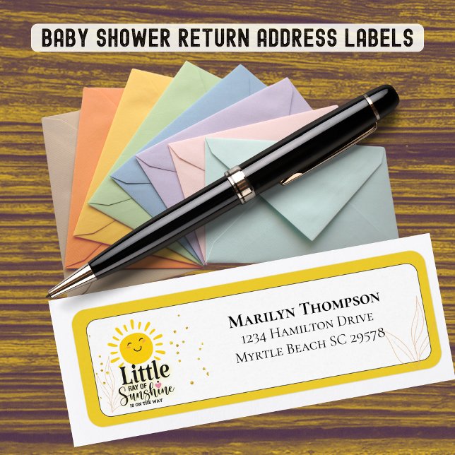 Little Ray of Sunshine Glitter Baby Shower Address Label (Creator Uploaded)