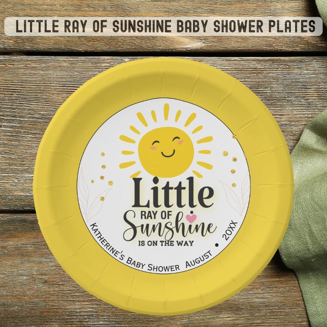 Little Ray of Sunshine Glitter Baby Shower   Paper Plates (Creator Uploaded)