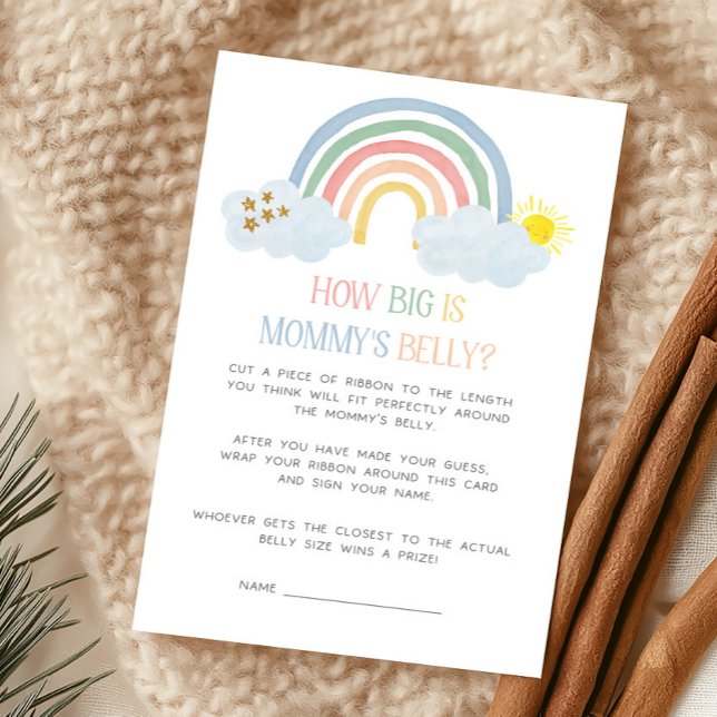 Little Ray of Sunshine How Big Is Mommy's Belly (Rainbow Baby Shower How Big Is Mommy's Belly Game)