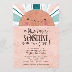 Little Ray Of Sunshine Pink Baby Shower Invitation