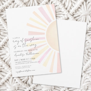 Little Ray Of Sunshine Pink Baby Shower Invitation