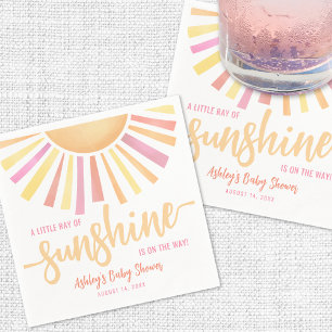 Little Ray Of Sunshine Pink Baby Shower Napkins