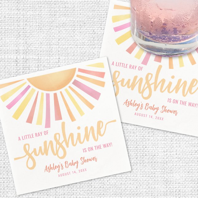 Little Ray Of Sunshine Pink Baby Shower Napkins (Little Ray Of Sunshine Pink Baby Shower Napkins)