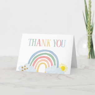 Little Ray of Sunshine Rainbow Baby Shower Letterpress Thank You Card