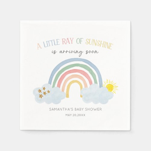 Little Ray of Sunshine Rainbow Baby Shower Napkins