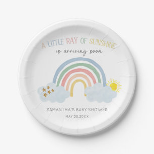 Little Ray of Sunshine Rainbow Baby Shower Paper Plates