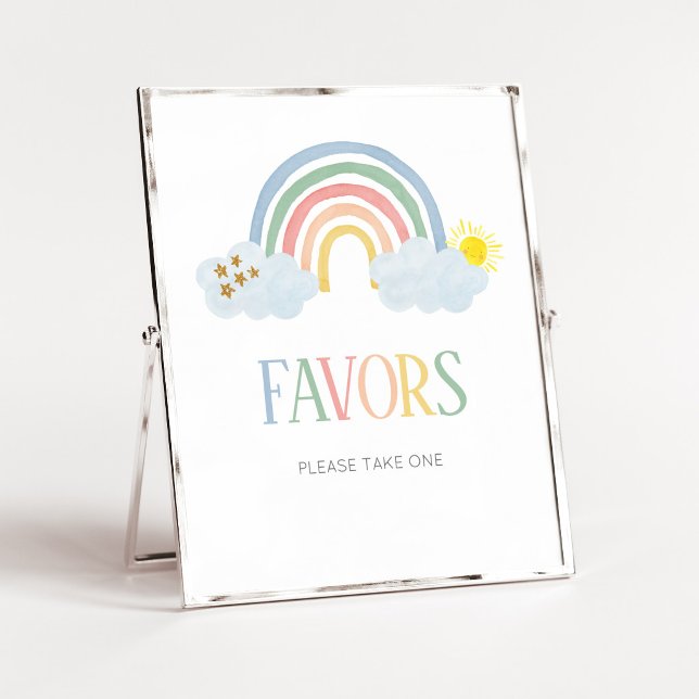 Little Ray of Sunshine Rainbow Favors Sign (Rainbow Baby Shower Sign Favors Sign)