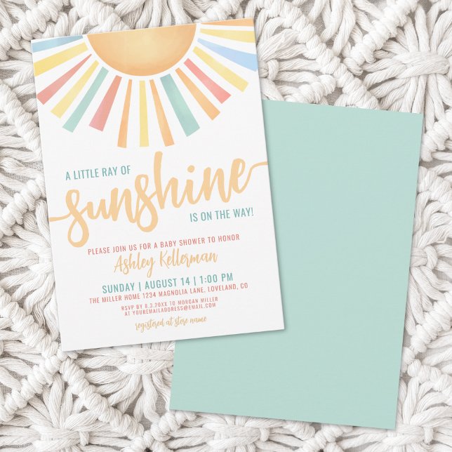 Little Ray Of Sunshine Sun Baby Shower Invitation (Little Ray Of Sunshine Sun Baby Shower Invitation)