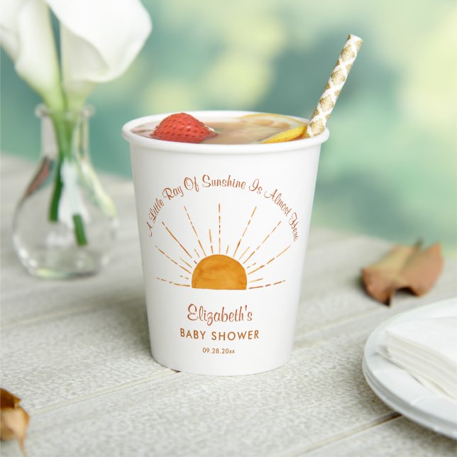 Little Ray Of Sunshine Sun Baby Shower  Paper Cups (Insitu)