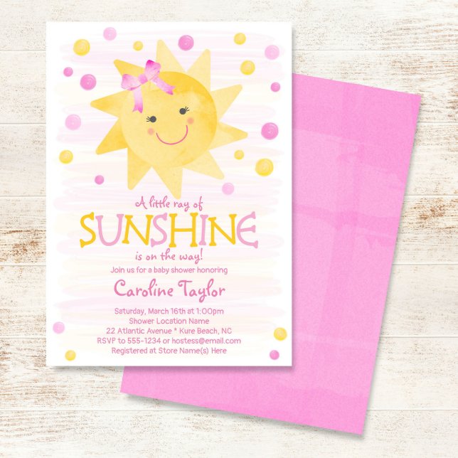 Little Ray of Sunshine Watercolor Baby Shower Invitation