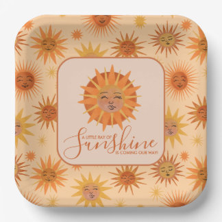 Little Ray of Sunshine Watercolor Baby Shower Paper Plates