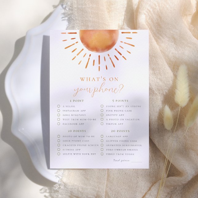 Little Ray of Sunshine What's On Your Phone Game Invitation (Creator Uploaded)