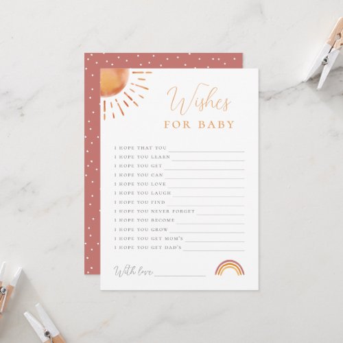 Little Ray of Sunshine Wishes for Baby Activity Invitation