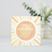 Little Ray Of Sunshine Yellow Modern Baby Shower Invitation (Standing Front)