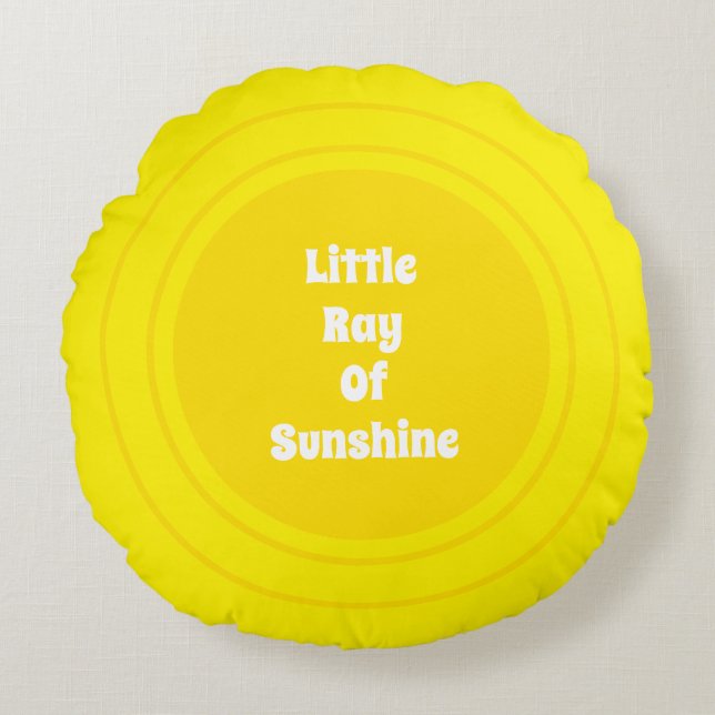 Little Ray of Sunshine yellow sun custom text cute Round Pillow (Front)
