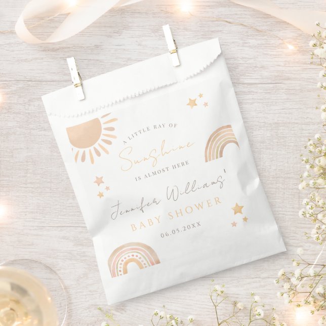 Little ray Sunshine Sun rainbow boho baby shower Favor Bag (Clipped)