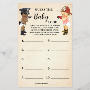 Little Recruit Guess Baby Food Shower Game Card Flyer