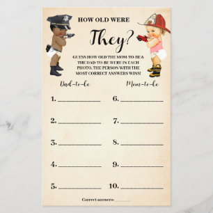 Little Recruit How old were They Shower Game Card Flyer