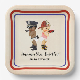 Little Recruit on the Way Baby Shower Cream Red Paper Plates