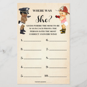 Little Recruit Where was Mom Baby Shower Game Card Flyer