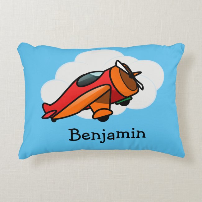 Little Red Airplane Design Accent Pillow