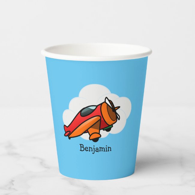 Little Red Airplane Design Paper Cups