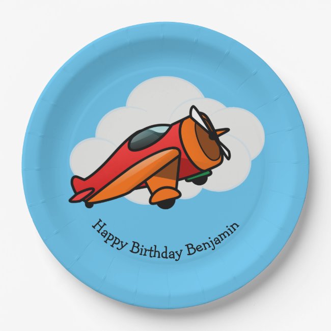 Little Red Airplane Design Paper Plate