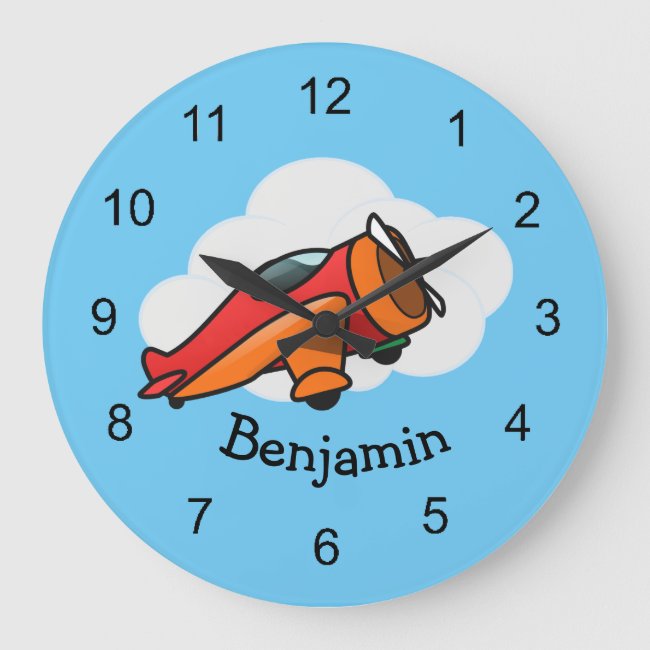 Little Red Airplane Design Wall Clock