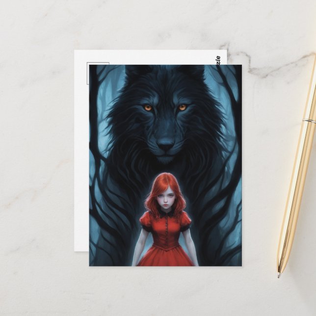 Little Red and the Wolf Postcard (Front/Back In Situ)