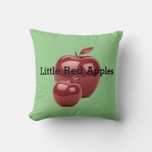 Little Red Apples Edit Name Text Custom Throw Pillow