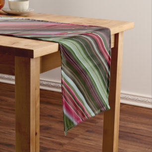 Little Red Berries Red and Green Stripe Short Table Runner