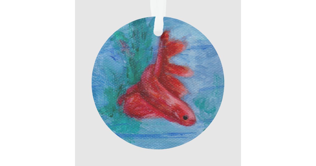 Little Red Betta Fish Ornament Zazzle Com