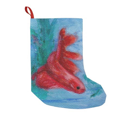 Little Red Betta Fish Small Christmas Stocking