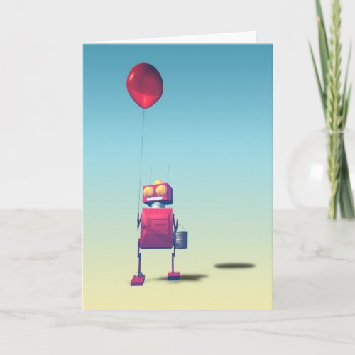 Little Red Birthday Robot 3 Card