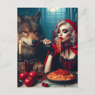 Little Red Blonde Hair Dark Fantasy Postcard