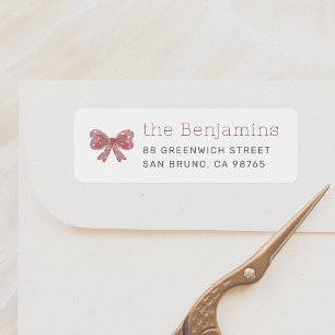 Little Red Bow   Custom Family Name & Address Label