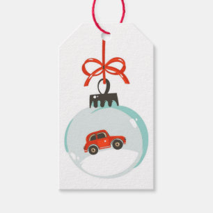 Little Red Car Christmas Ornament Gift Tags