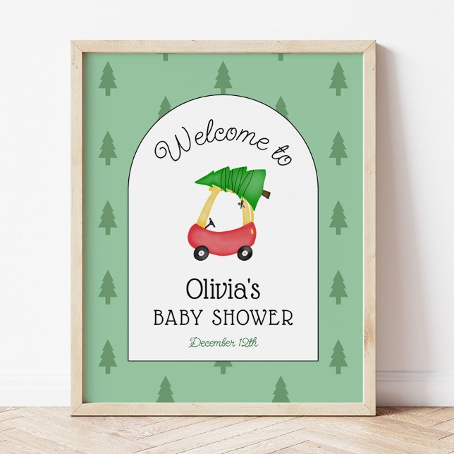 Little Red Car Winter Baby Shower Welcome Sign (Creator Uploaded)