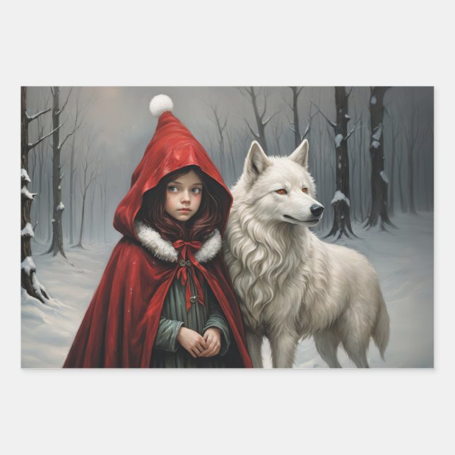 Little Red Christhmas Gift Wrapping Paper Sheets (Front)