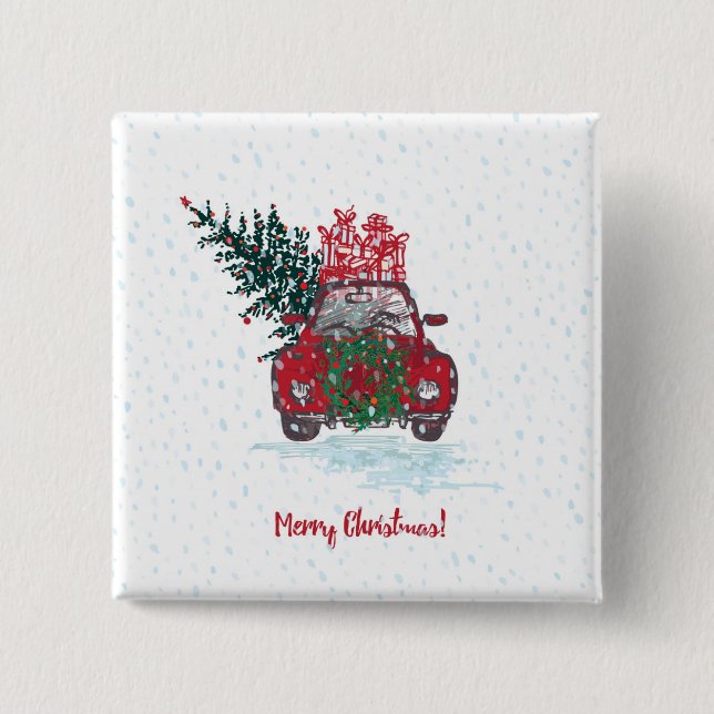 Little Red Christmas Car Button (Front)