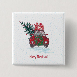 Little Red Christmas Car Button