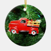 Little Red Christmas Pick-up Truck Ornament (3)