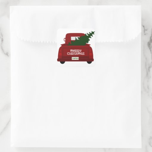 Little Red Christmas Tree Truck Stickers | Zazzle