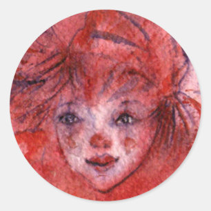 LITTLE RED CLOWN CLASSIC ROUND STICKER
