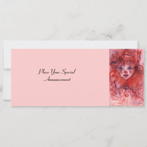 LITTLE RED CLOWN Pink Birthday Party Invitation