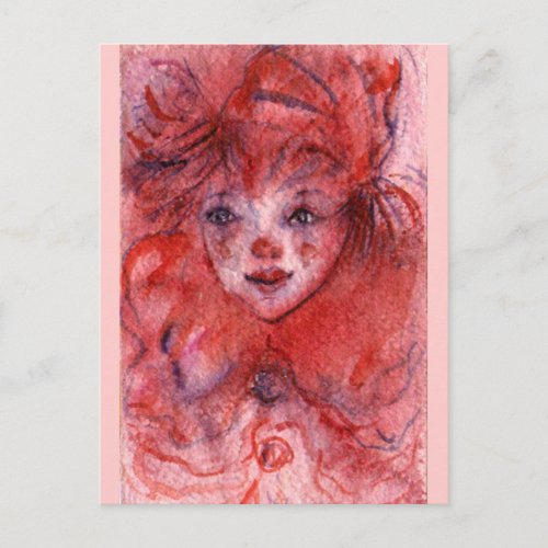 LITTLE RED CLOWN POSTCARD