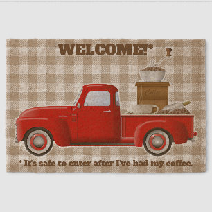 Little Red Coffee Truck Fiber Doormat